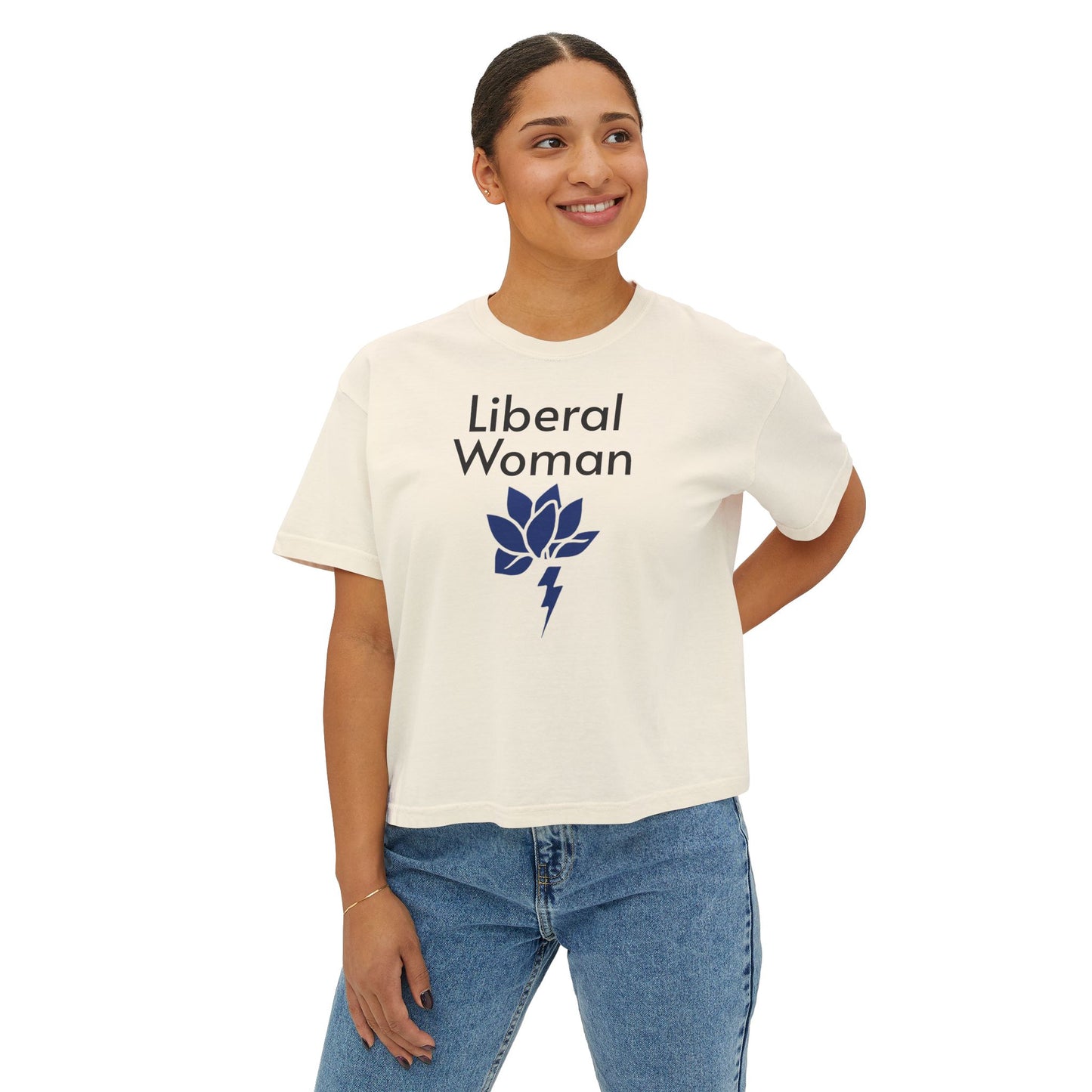 Empowering Liberal Woman Boxy Tee | Feminist Shirt, Casual Top, Gift for Activists, Loungewear, Thoughtful Apparel