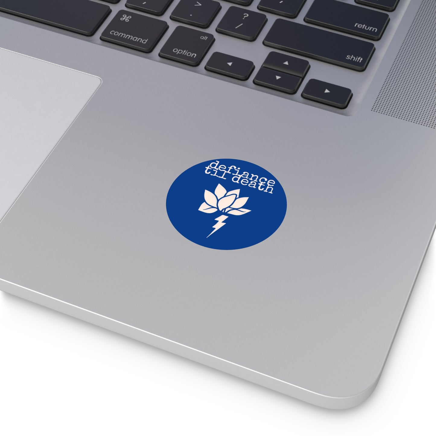 Defiance till Death Round Vinyl Stickers - Edgy Lotus Design for Punk Culture