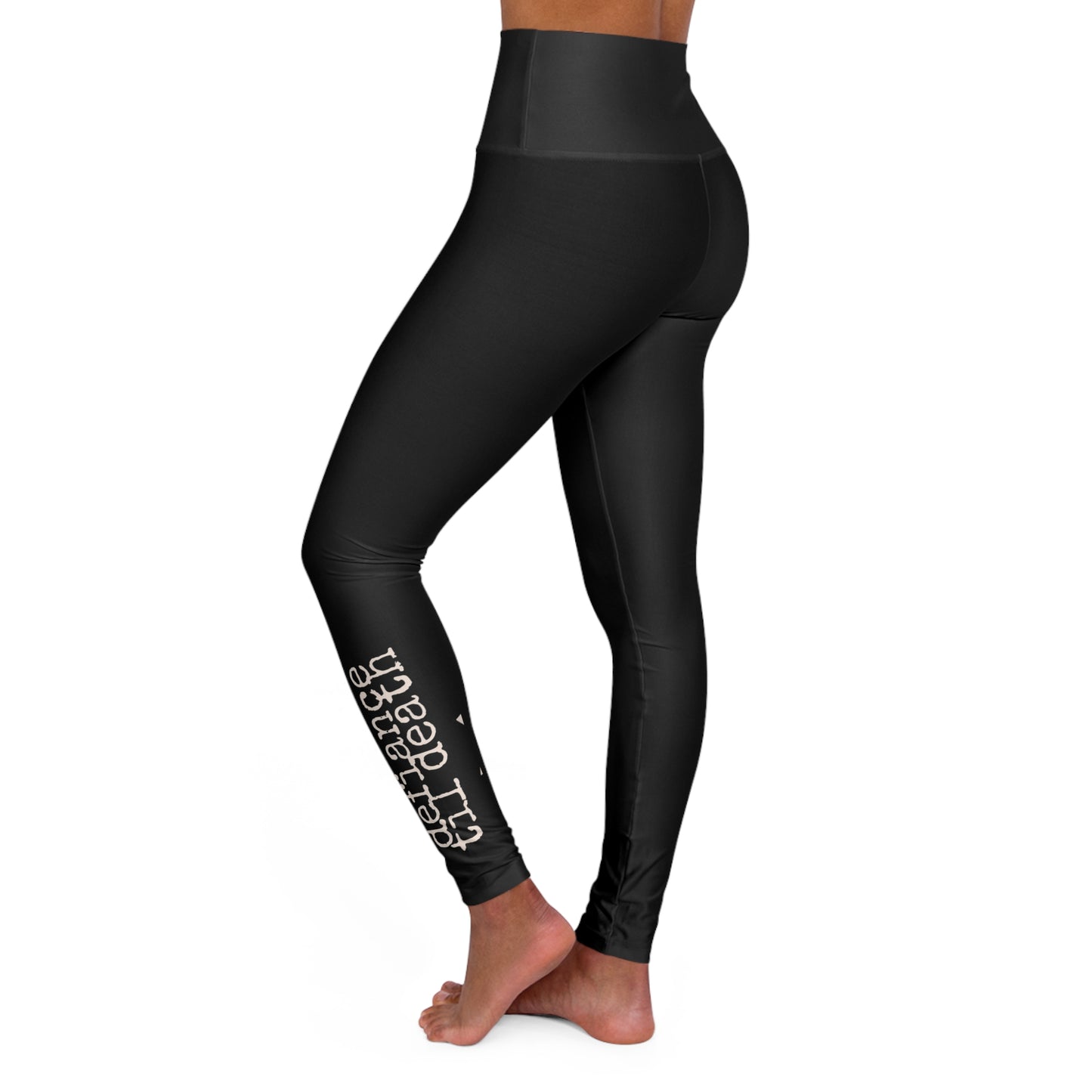 High Waisted Yoga Leggings with Inspirational Design for Comfort & Style