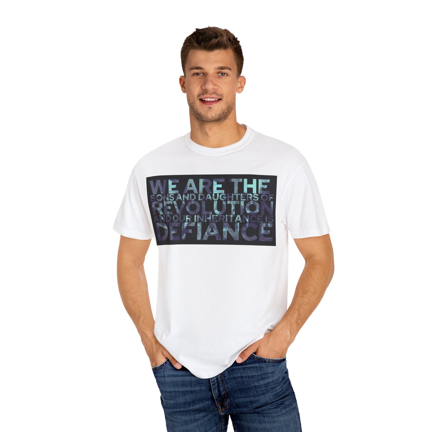 Unisex Garment-Dyed T-Shirt - 'Revolution & Defiance' Graphic Tee