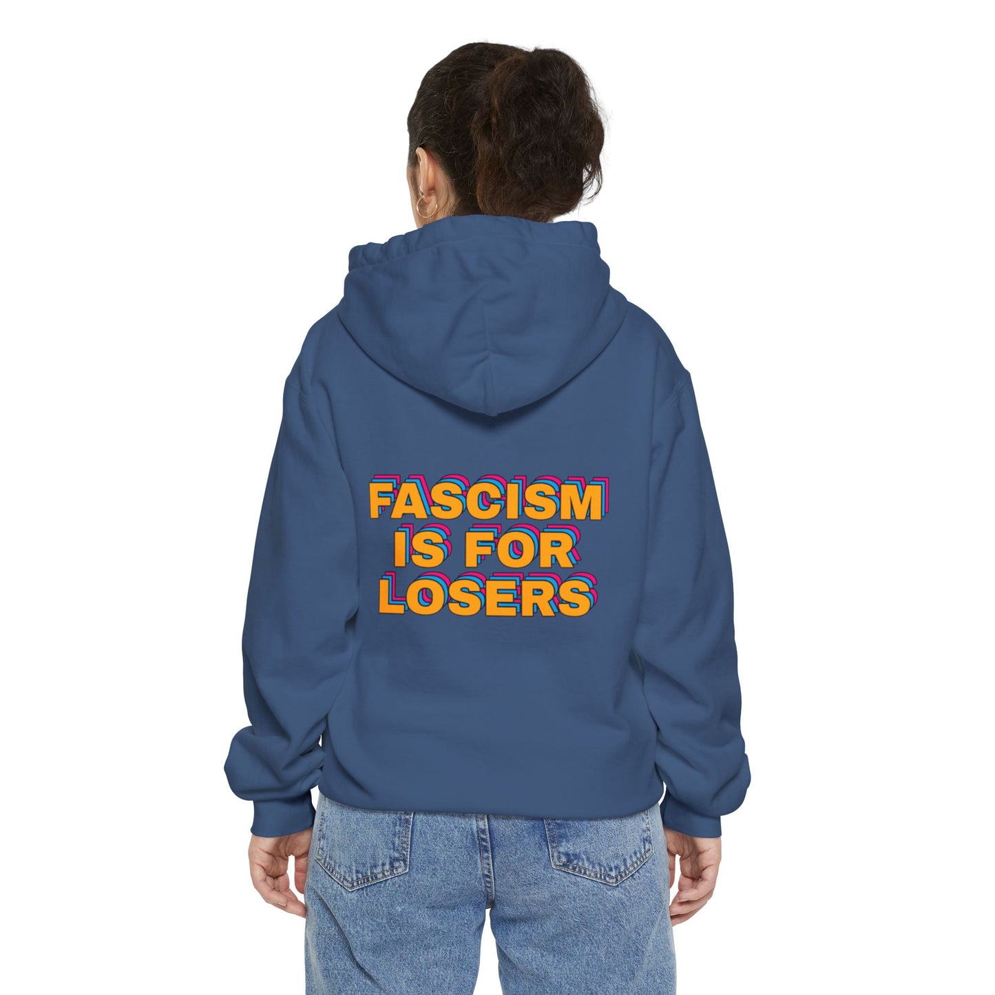 Hoodie — Antifa Retro Cartoon Design “FASCISM IS FOR LOSERS” Protest Pullover