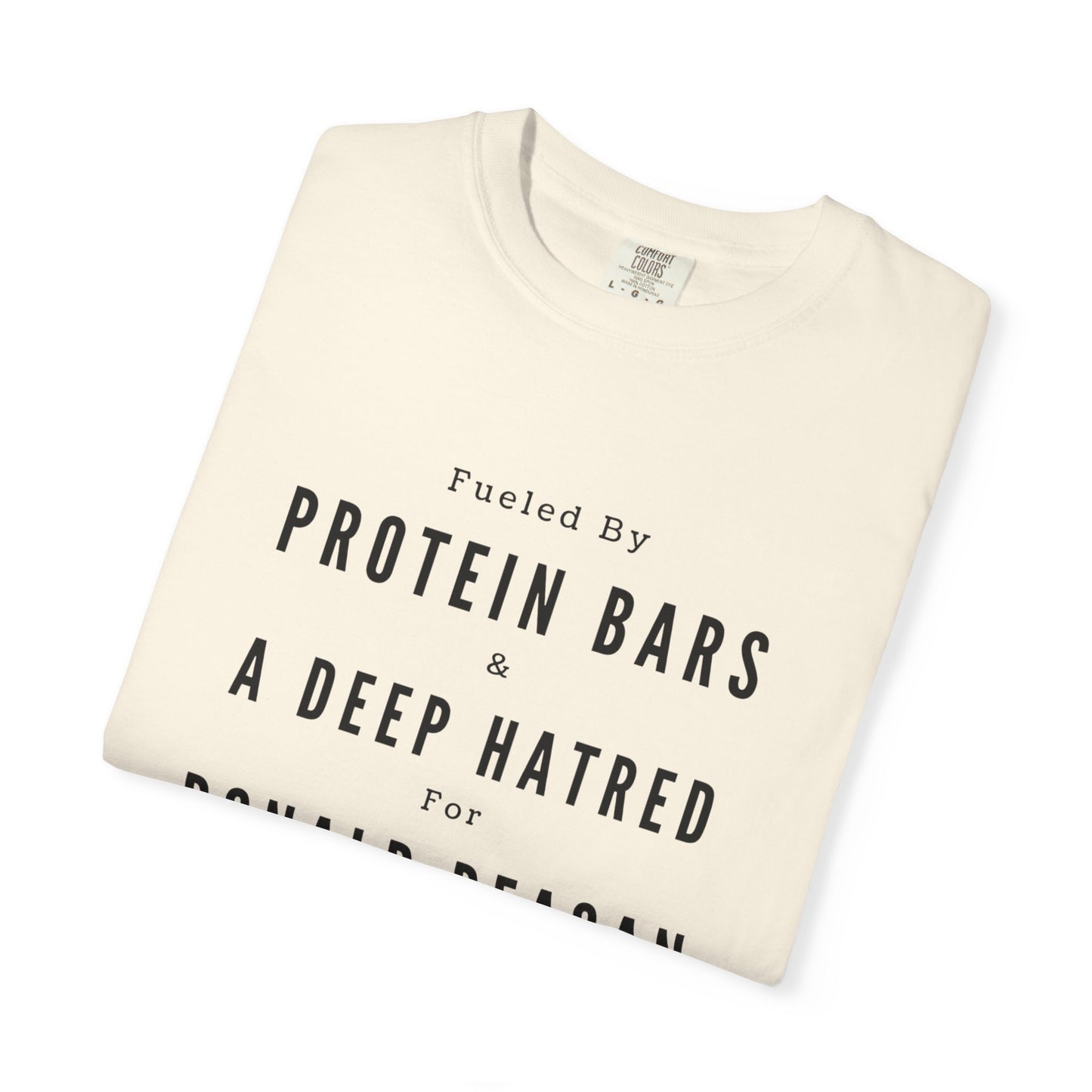 Humorous Unisex T-Shirt: Protein Bars & Ronald Reagan