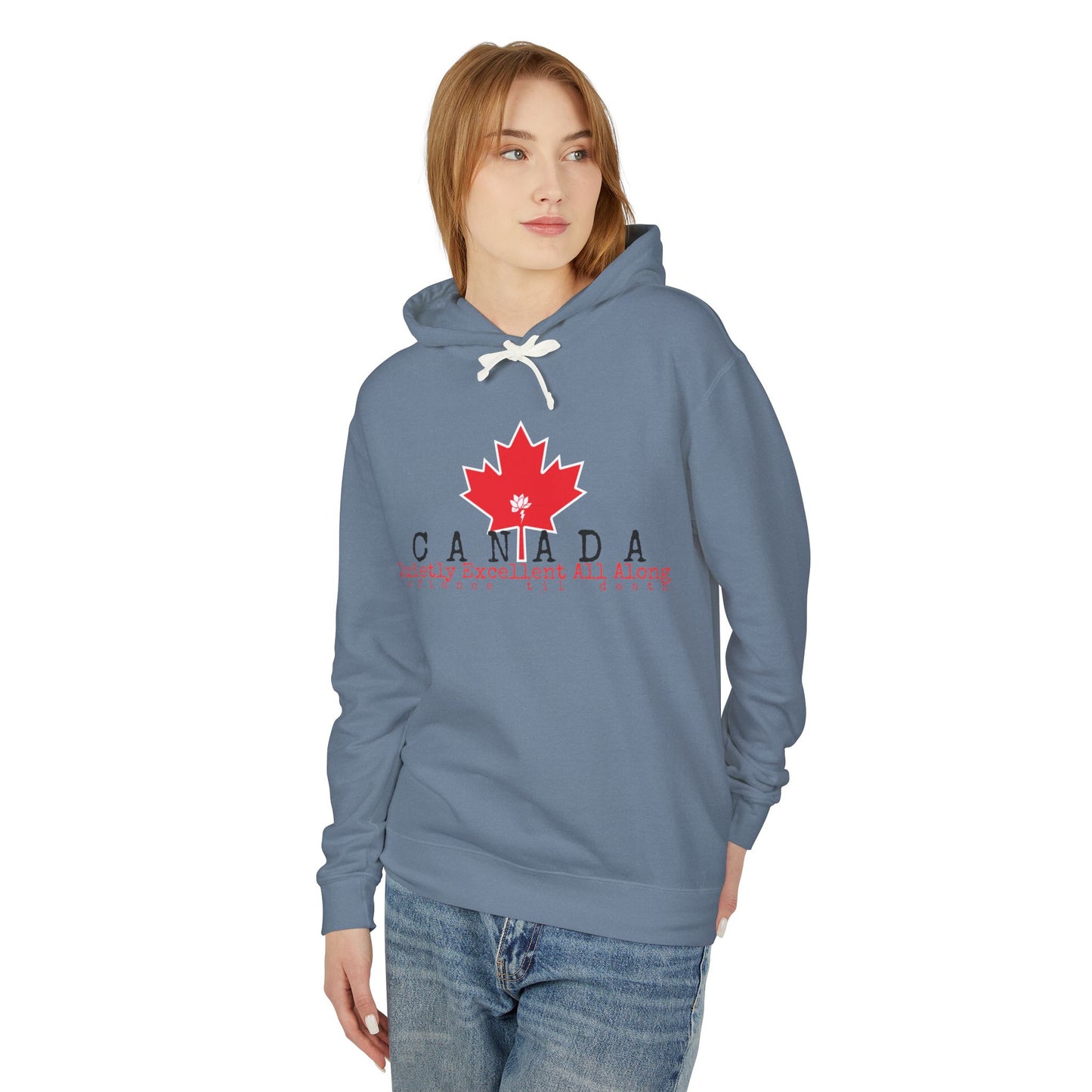 Canada Map Lightweight Hooded Sweatshirt - Quietly Excellent All Along